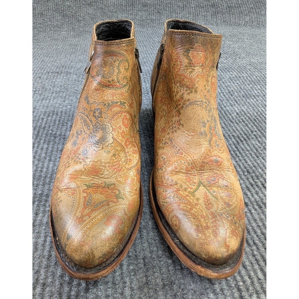 Liberty Black Western Ankle Boots Womens 11 Tan Paisley Western Cowgirl‎ Boho - Picture 2 of 10